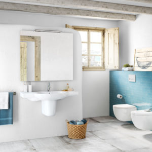 Vitreous china wall-hung Rimless WC with Cover- Roca