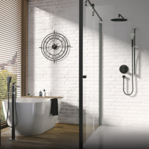 Kludi Shower Head with Arm – Matte Black Kludi Shower Head with Arm – Matte Black