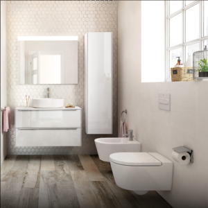 Round-Vitreous China Rimless Wall-hung WC with Horizontal Outlet